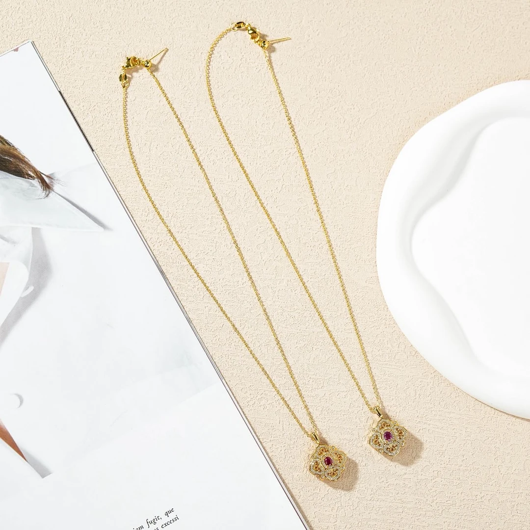 【云上叙】S925银红宝石吊坠-多样性发其一-4x5mm-V05977-M（甄选）