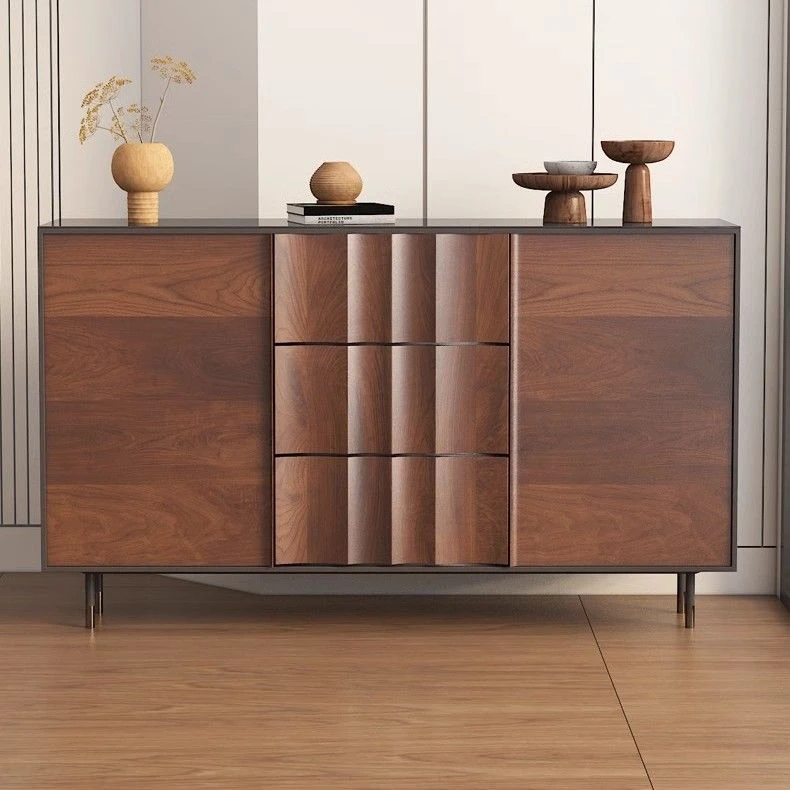 美式胡桃木色创意餐边柜实木储物柜酒水柜意式客厅装饰柜斗柜定制