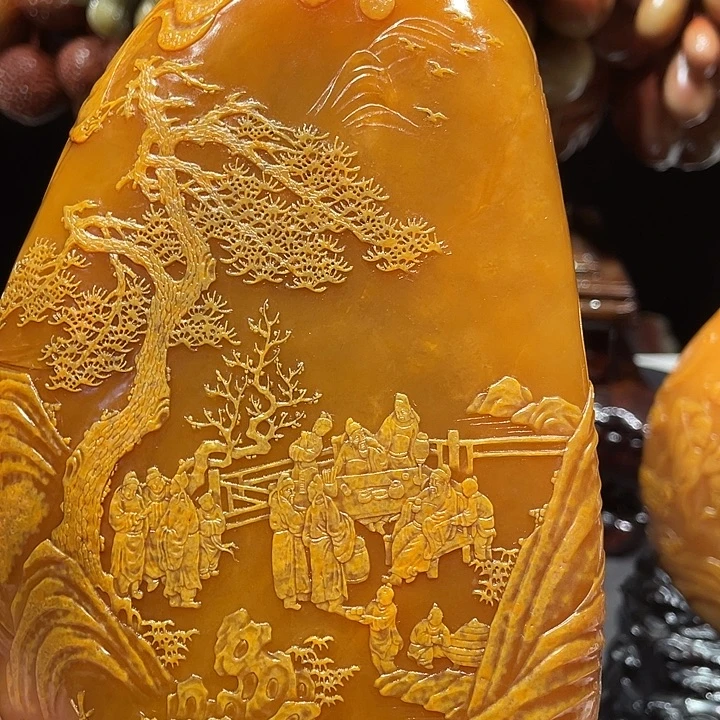 真***机寿山石田黄山水风光