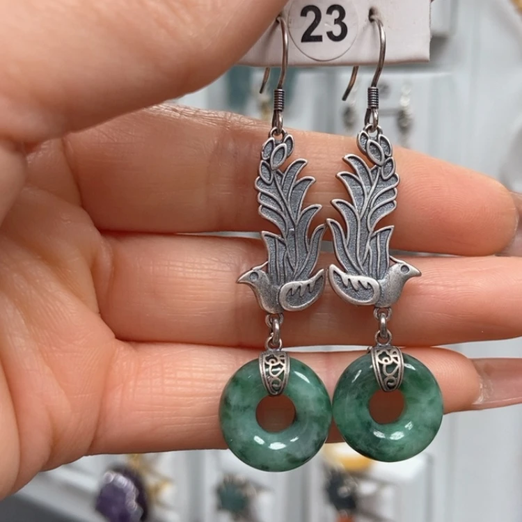 【闪购商品】翡翠耳饰银S925镶嵌耳饰