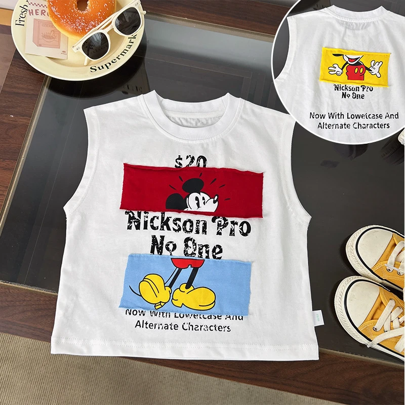 无袖T恤2025新款夏季上衣卡通男童背心薄款宝宝儿夏装衣服
