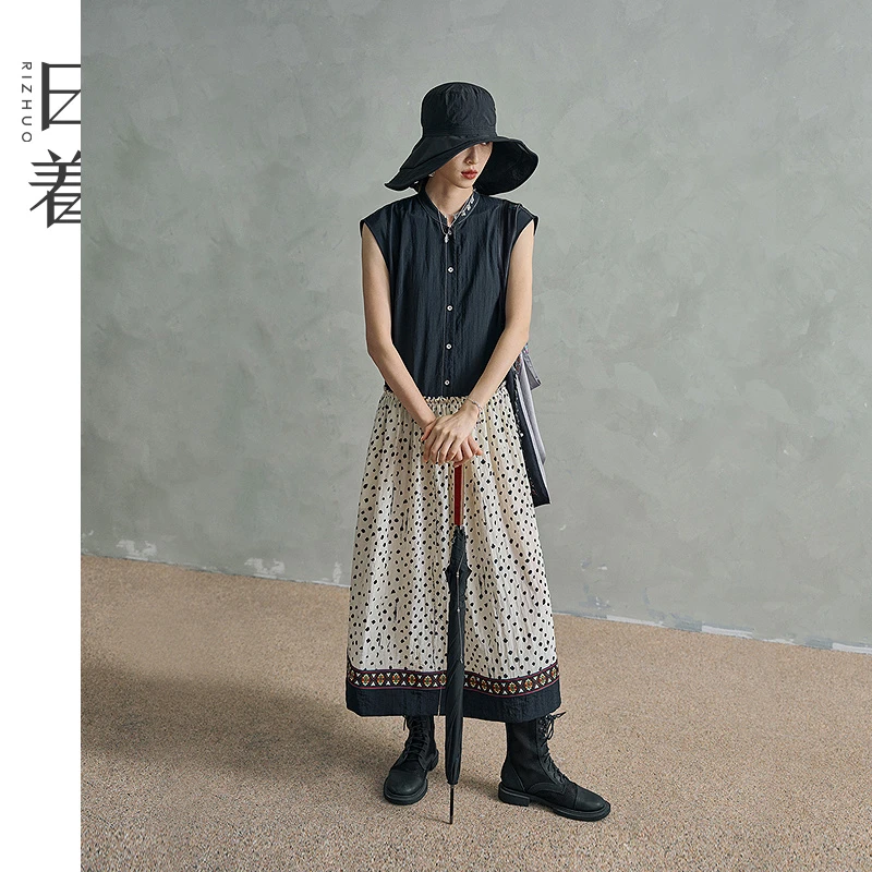 日着侠气风连衣裙2026夏季新款女民族风手工丝网印花裙子RF2233L1