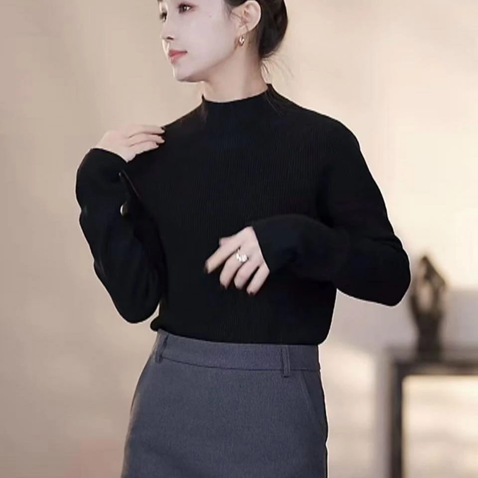 慵懒风常规纯色针织衫针织羊毛针织衫女羊毛衫