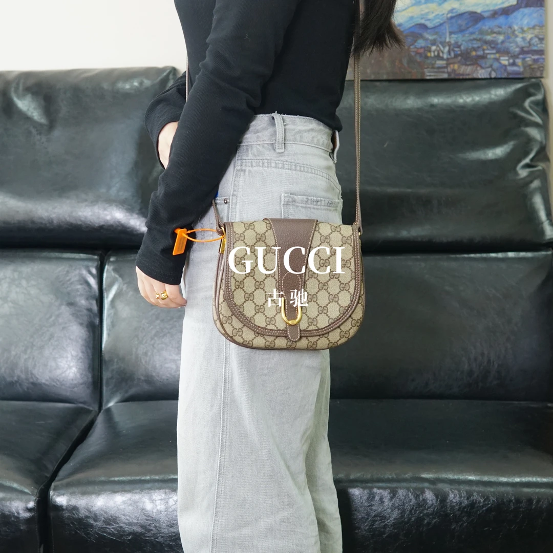 95新 GUCCI/古驰 老花翻盖单肩斜跨包/JJ02506638/6638