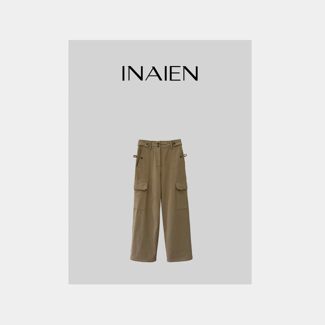 【INAIEN】线上款  “巴恩风”抓毛工装裤 N6023