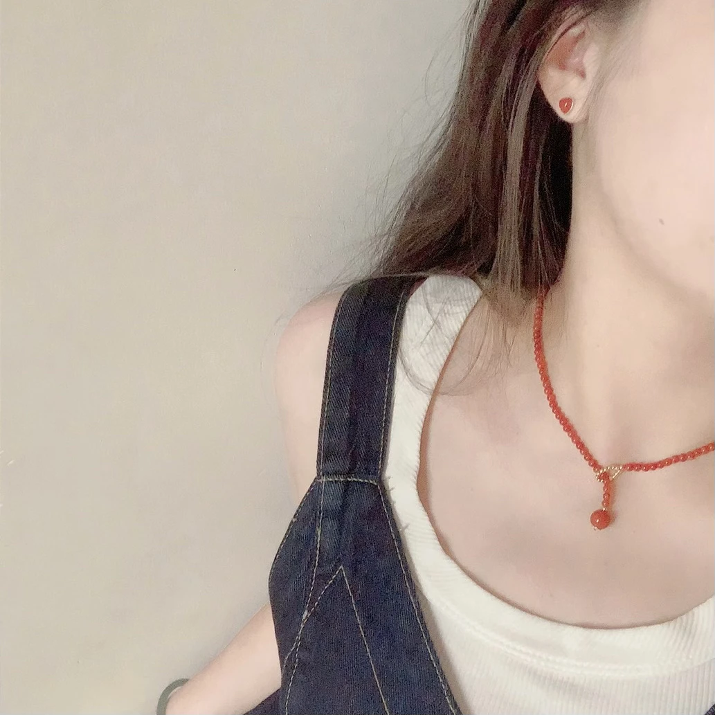 银镀金南红项链X-63201