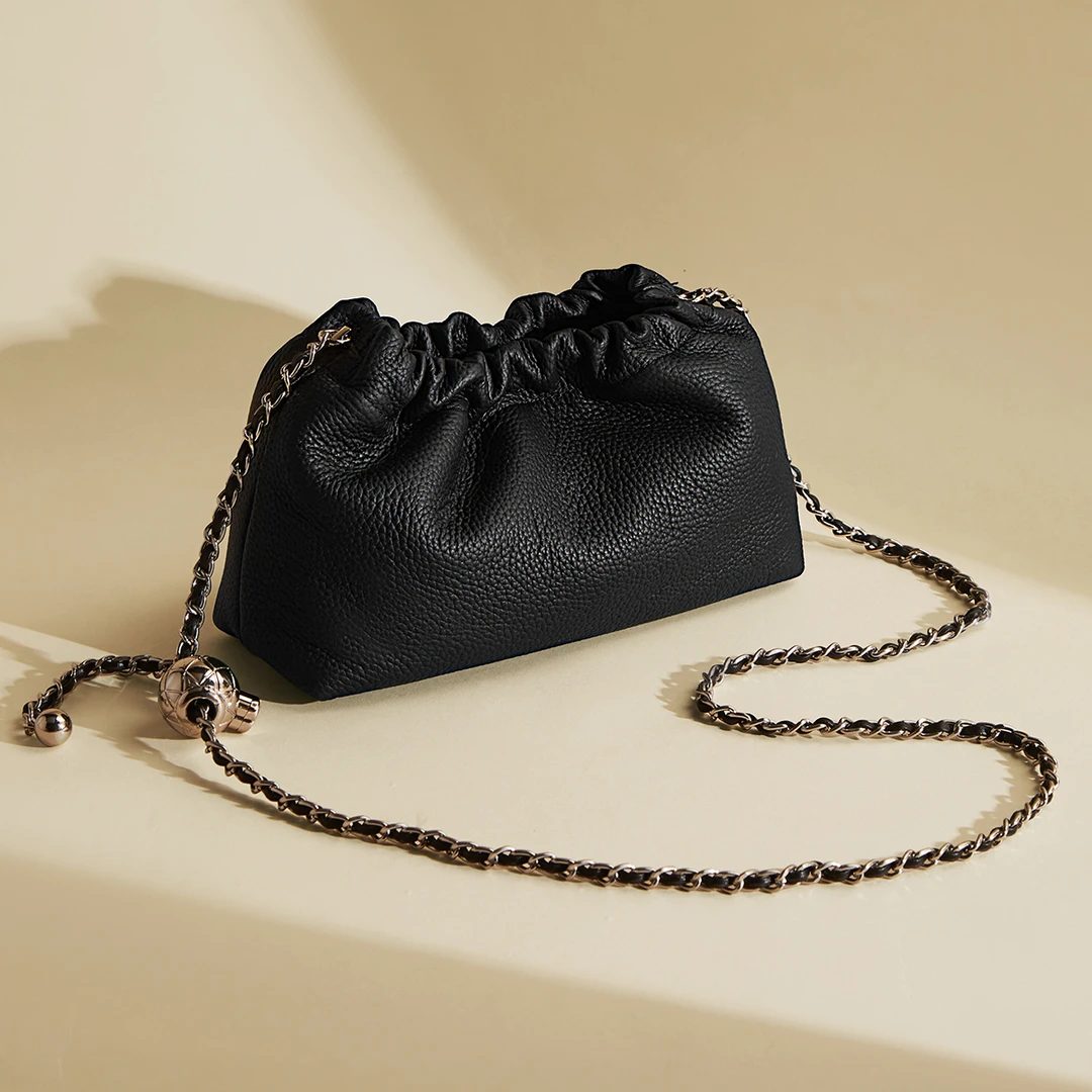 头层牛皮手抓束口包包单肩腋下包包