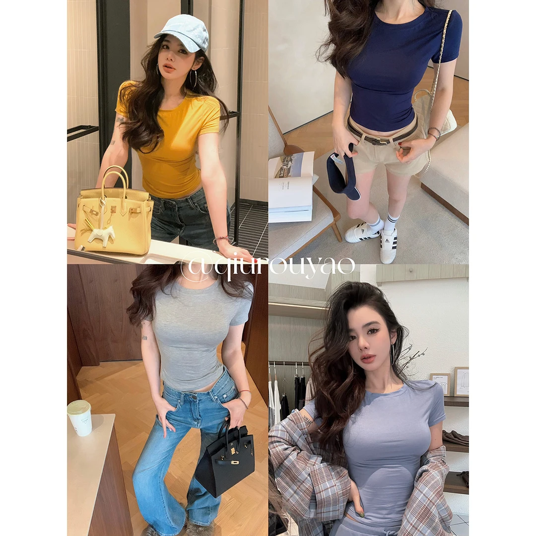 【QIUROUYAO邱肉瑶】礼拜天穿搭！色彩因子五色圆领T恤