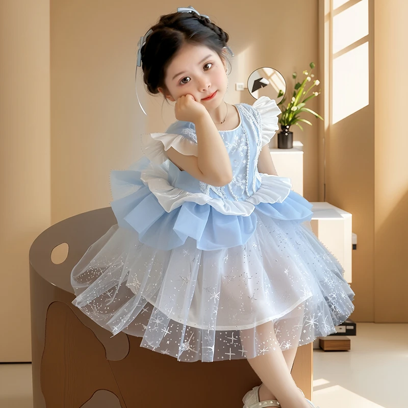 女童夏季公主裙洛丽塔新款爆款生日礼服裙表演演出服网纱蓬蓬裙
