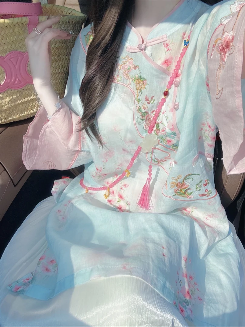 2025夏季新款【绿野仙踪】清新天然苎麻~刺绣盘扣上衣