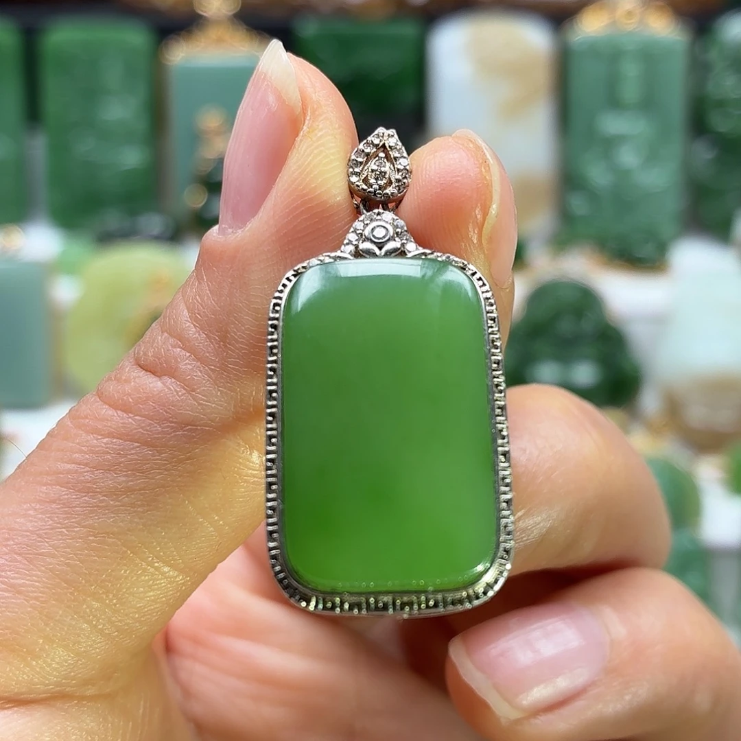 和田玉银S925镶嵌颈饰