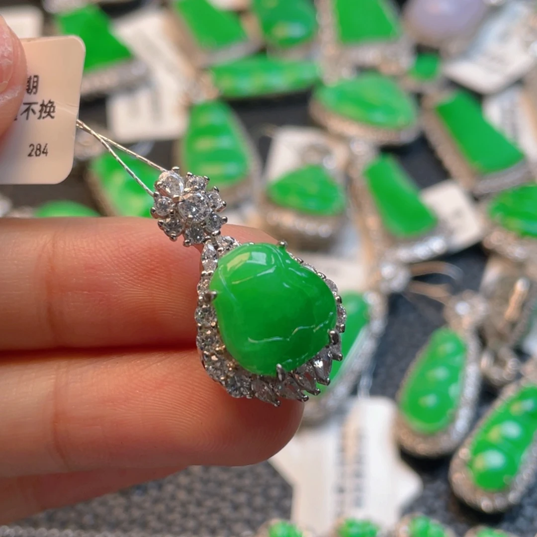 翡翠银S925镶嵌吊坠(不含链)