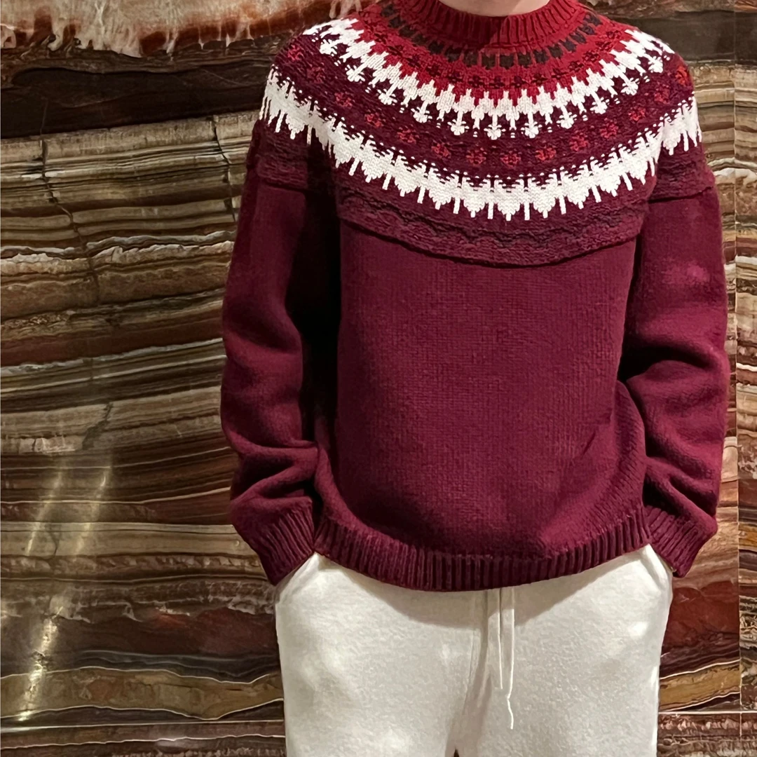 Eicalonce·意卡伦萨 24·FW羊毛混纺时尚百搭提花保暖毛衣SM80102