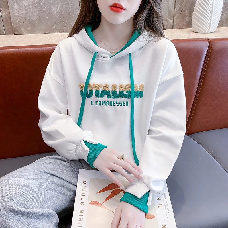 时尚假两件连帽卫衣女秋冬2025新款减龄洋气休闲宽松外套长袖上衣