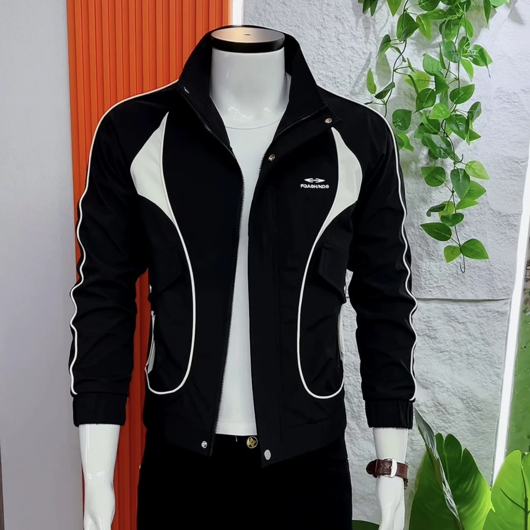 秋季新款男士外套时尚轻奢时尚潮牌立领休闲百搭帅气高级感男夹克