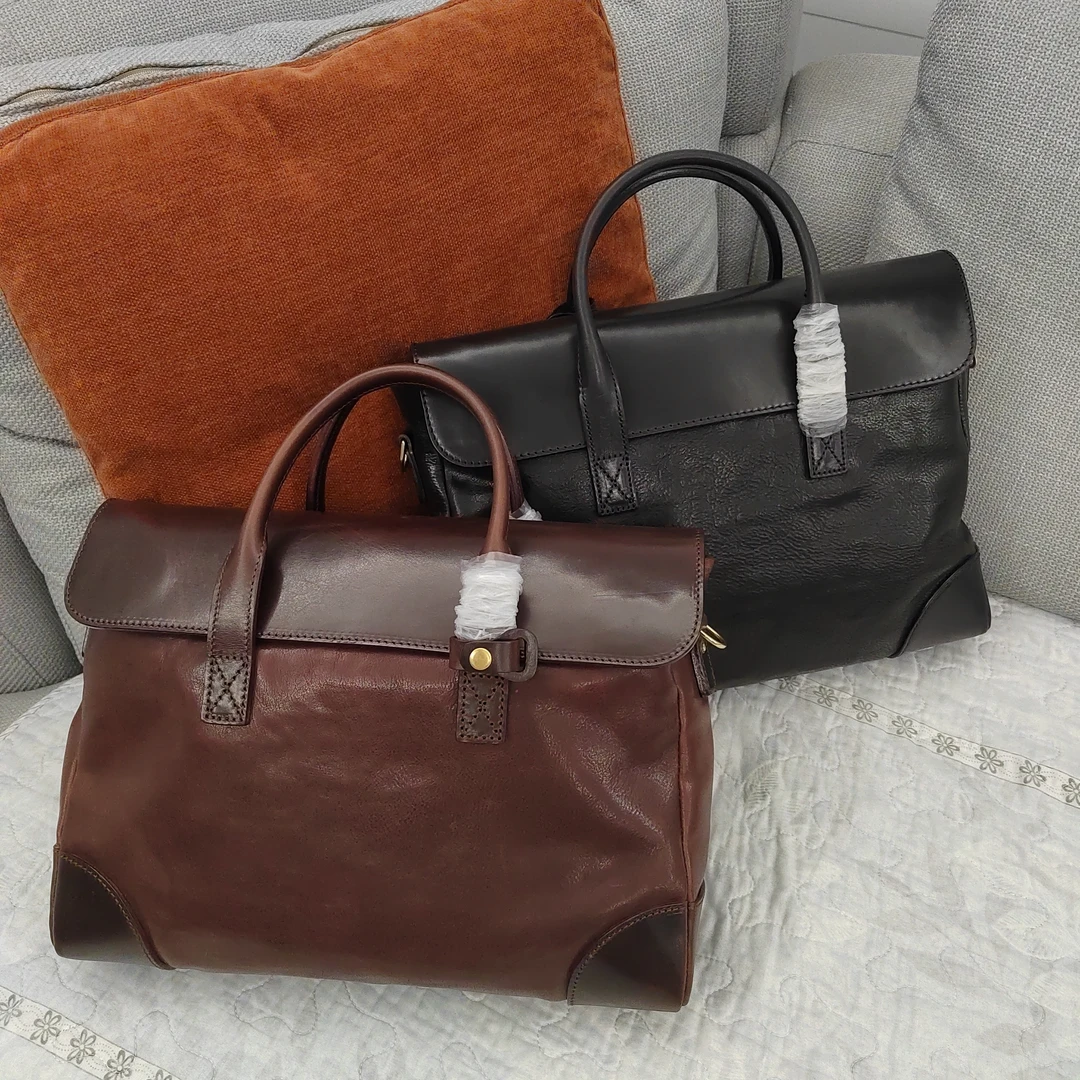 头层牛皮高档休闲黑色商务公文包电脑包手提包单肩包长39高29厚8