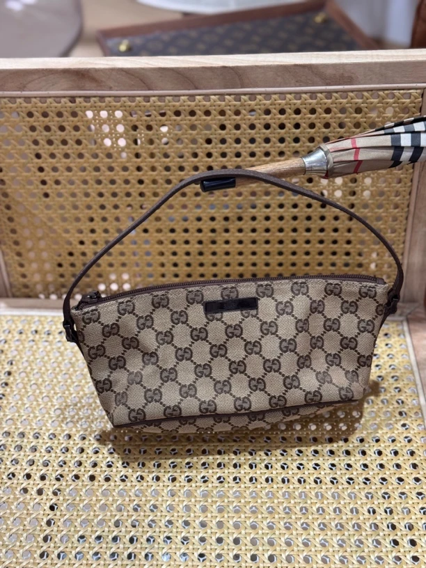 95新 GUCCI/古驰 老花帆布麻将包8156