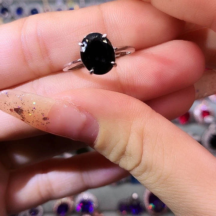 蓝宝石戒指银S925镶嵌