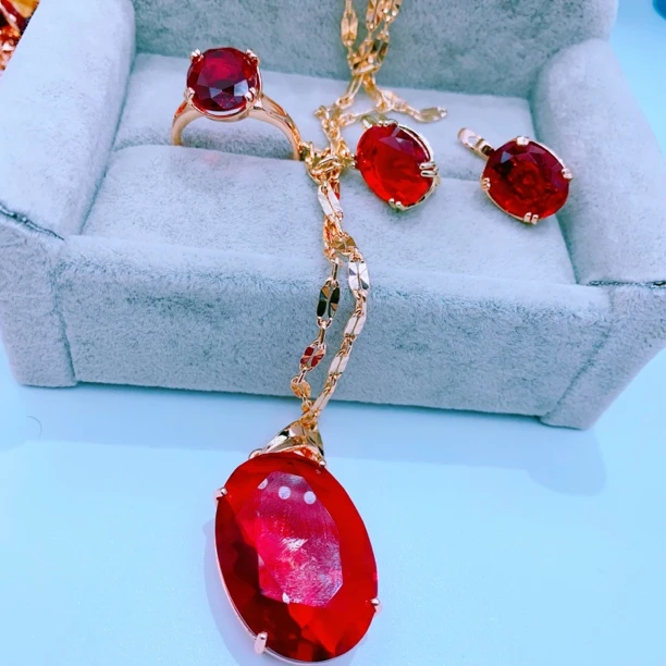 合金玻璃耳饰 玫瑰金色三件套  bak esil 妈妈款三件套