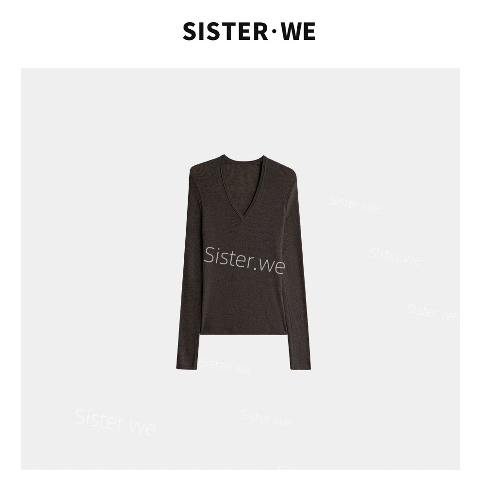 【no退no换】薇姐【苍梧】Sister·We时髦V领坑条设计针织衫   1600