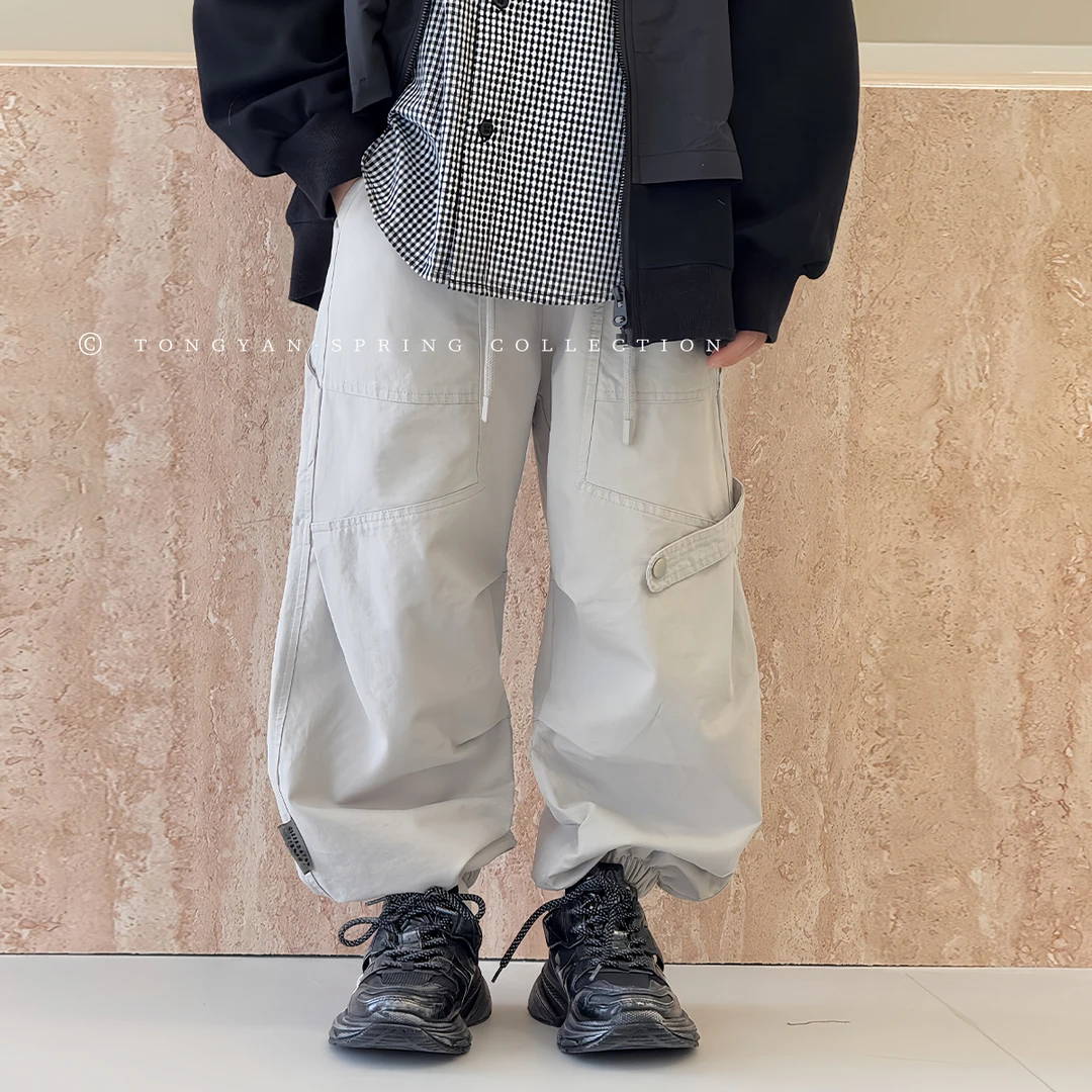 男童裤子2025春季新款中大童休闲裤束脚薄款长裤儿童工装裤88055