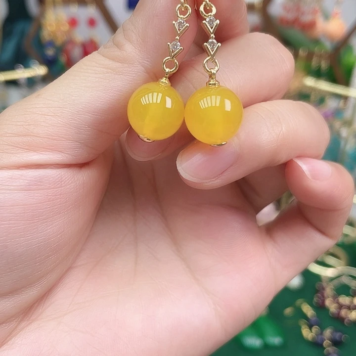 合金耳钉玛瑙/玉髓