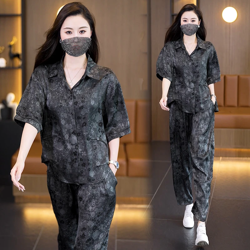 【女神新衣】2025夏季新款高端设计感大码时尚套装宽松显瘦两件套