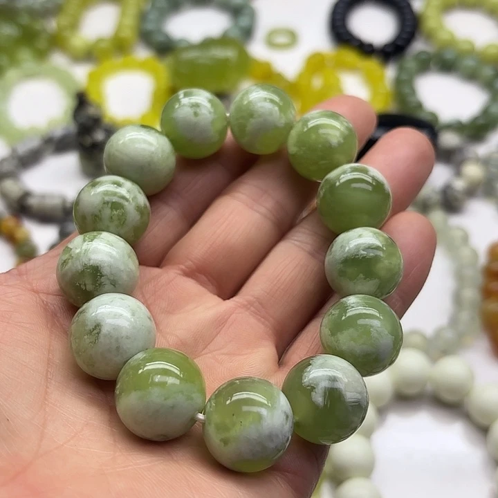 蛇纹石玉未镶嵌岫玉手串18+