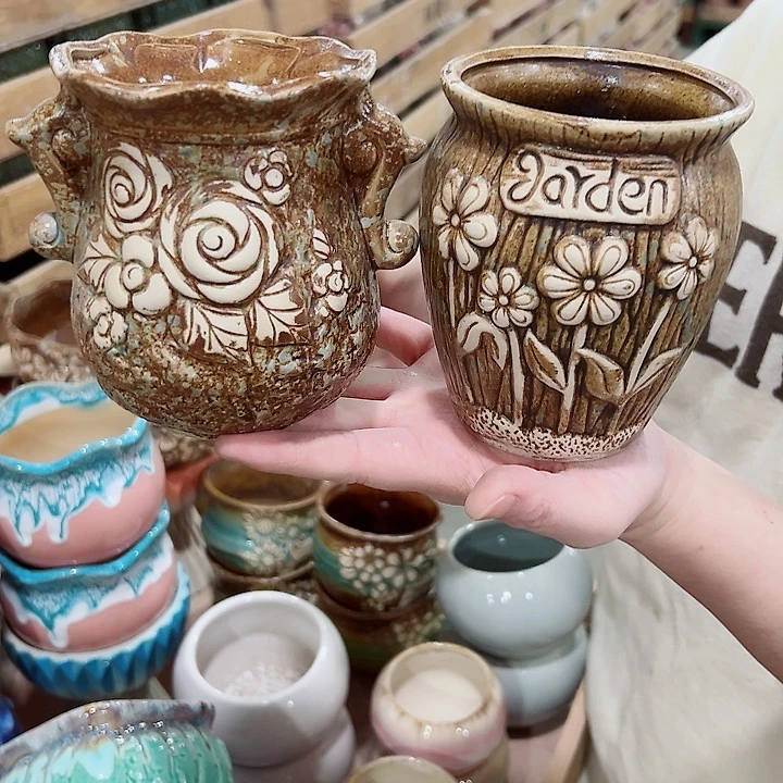 有孔.凑满10元发货多肉陶瓷花盆！