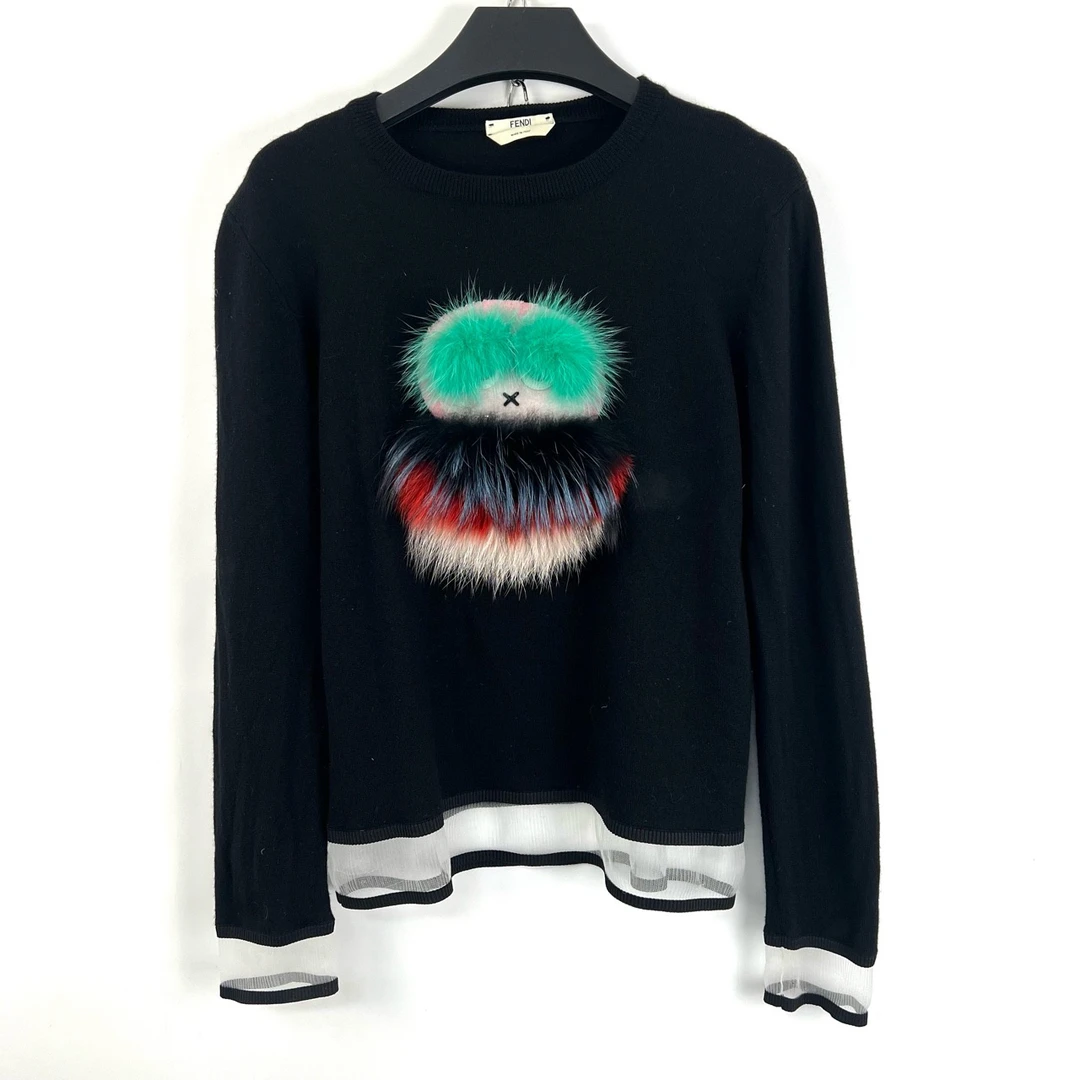 95新 FENDI/芬迪 42码/毛毛小怪兽长袖针织毛衣/05440