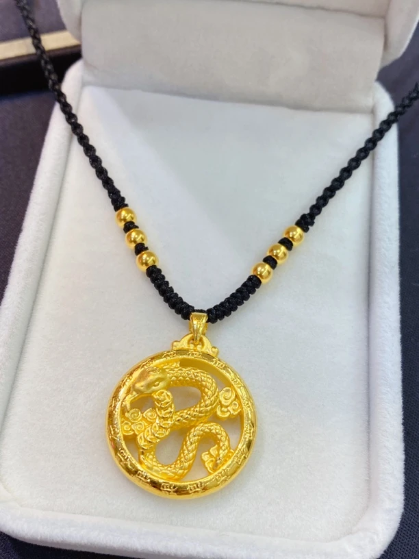 足金999生肖蛇编绳项链