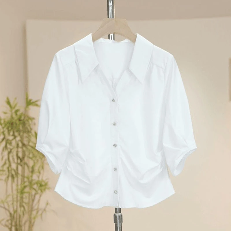 含棉时尚休闲衬衫女2025年夏季新款洋气宽松显瘦气质百搭半袖上衣