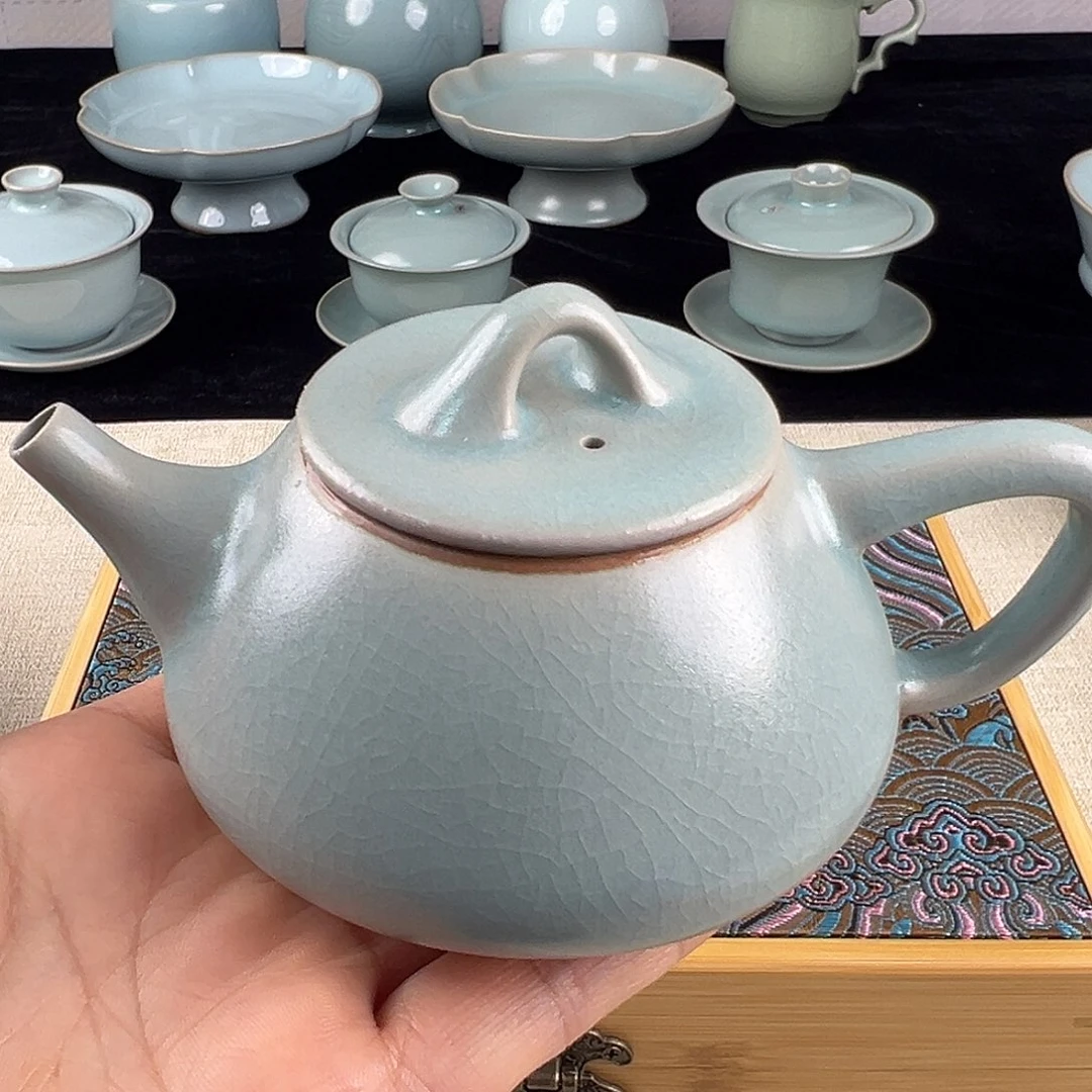瓷摆件仿古釉石瓢壶微瑕
