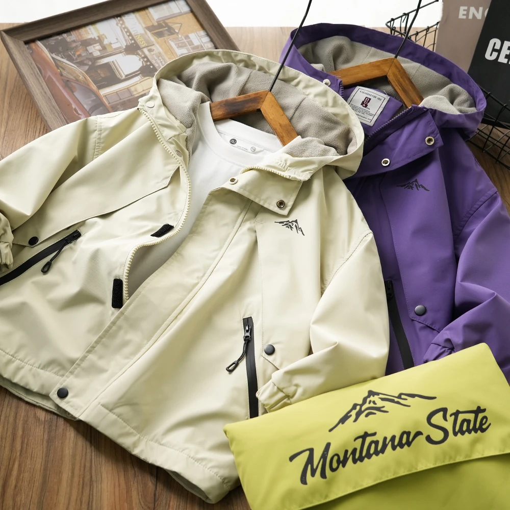 男童儿童秋冬新款时尚字母加绒连帽冲锋衣外套中大童户外4AU13