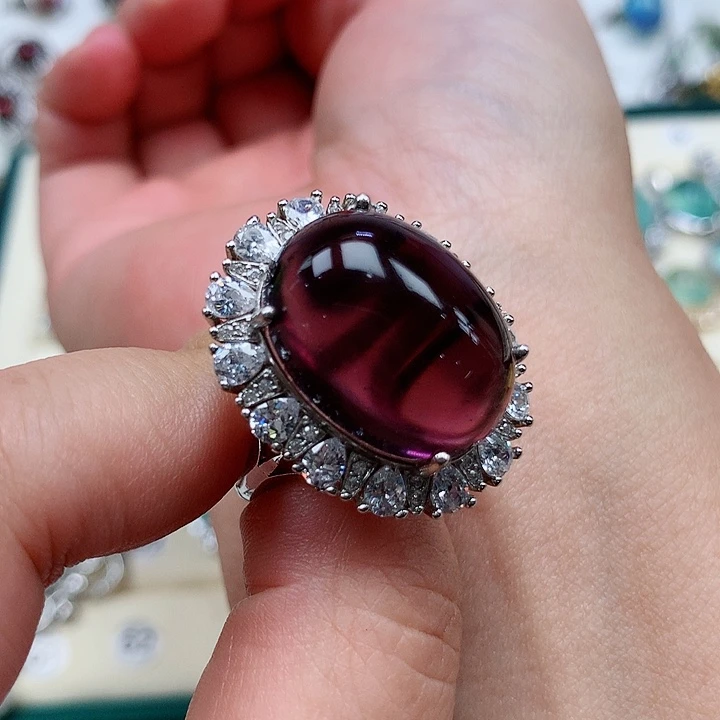 萤石戒指银S925镶嵌哲**语