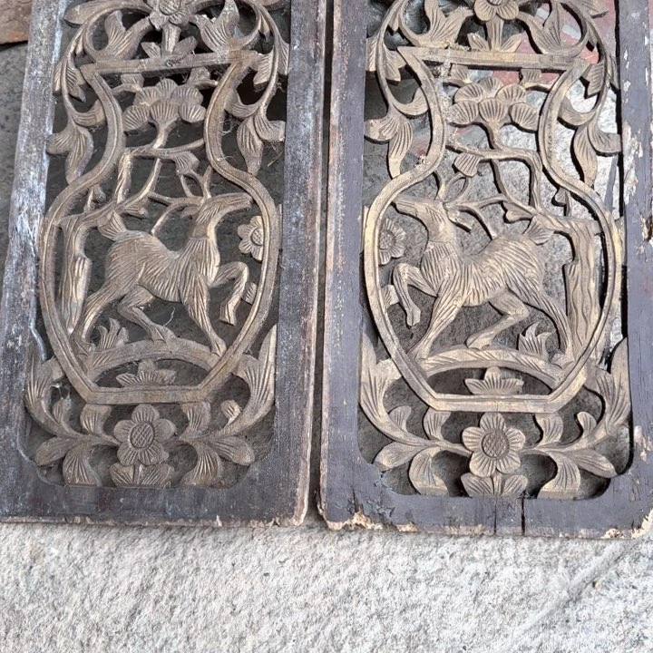 拾***石香榧木香樟木木雕2片