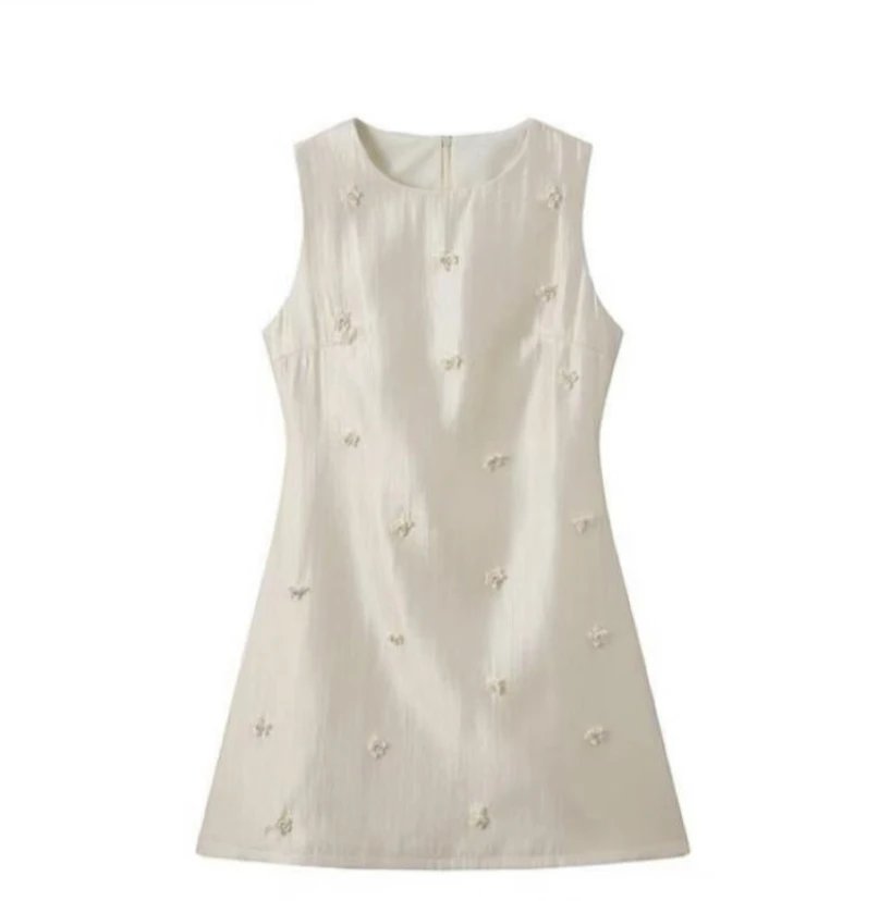 气质无袖连衣裙夏季女2025新款名媛小香风重工a字短裙潮百搭休闲