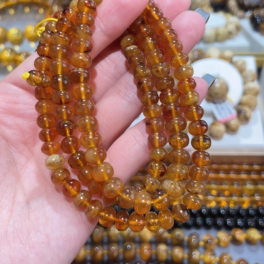 琥珀未镶嵌手链7m蜜