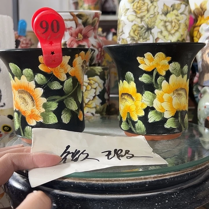 满38包邮 景德镇手绘花盆