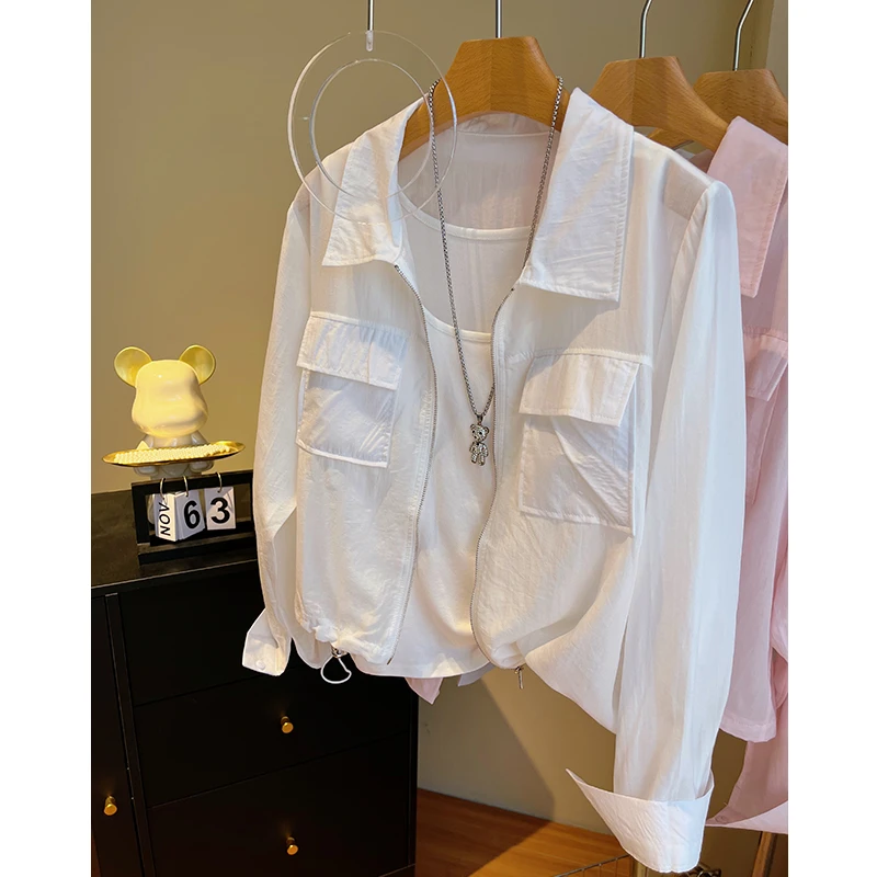 2025年新款夏季收腰显瘦宽松防晒外套女小个子莱赛尔天丝面料衬衫