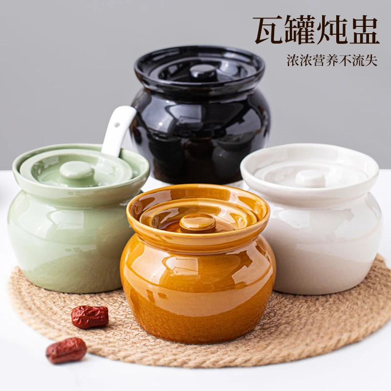 瓦罐煨汤炖盅家用商用隔水炖一人蒸蛋带盖炖罐沙县小吃陶瓷煲汤罐