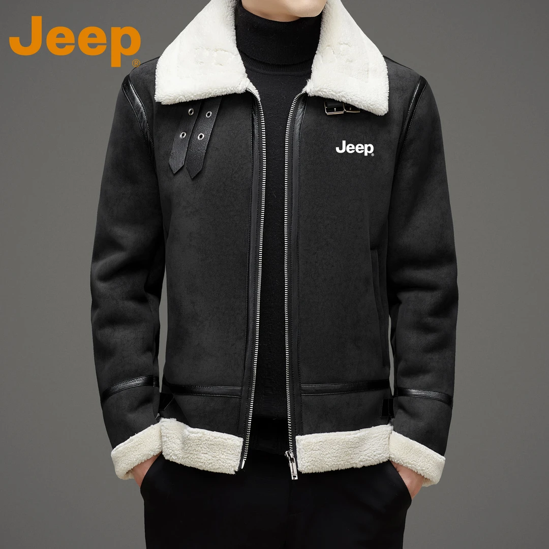 JEEP吉普美式复古皮衣男士秋冬季新款百搭休闲保暖上衣服外套男款