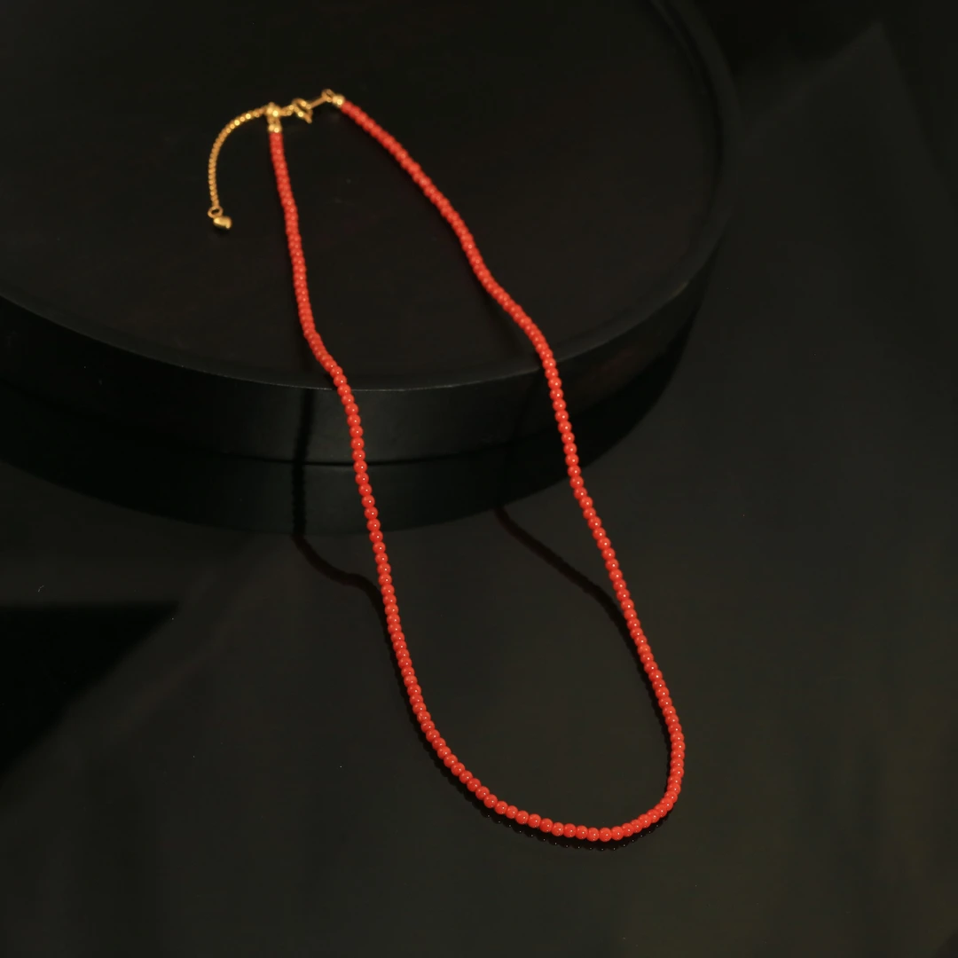 【杨杨专属】S925银红珊瑚项链 小米珠项链 约2mm SH0113BA3