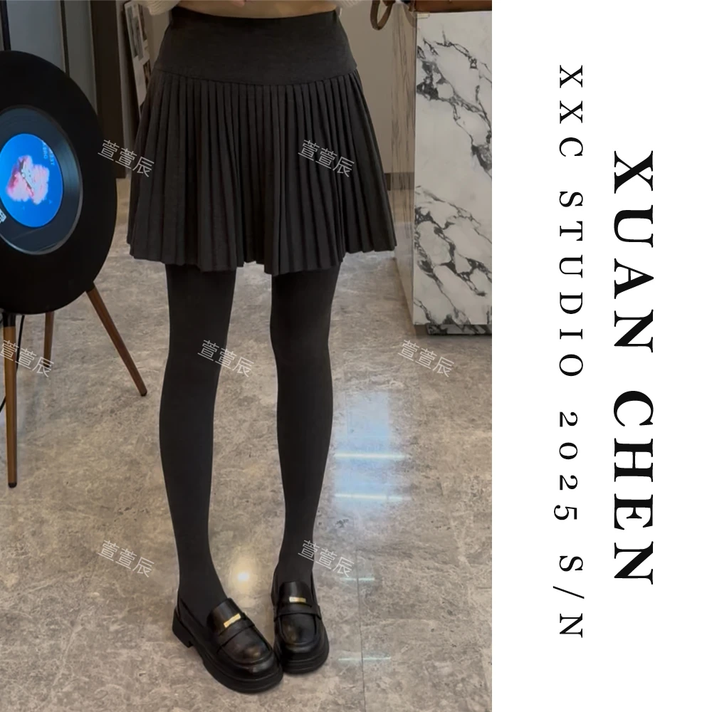 【长腿特效】秋季时尚设计感百褶短裙纯色厚款洋气百搭半身裙8959