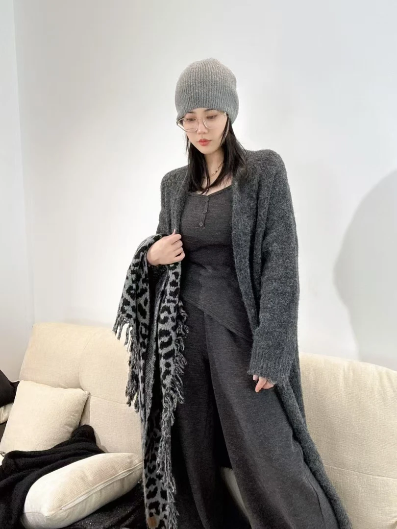 CHENGJIA-松弛韩版简约中长款慵懒风针织开衫女装时尚休闲宽松
