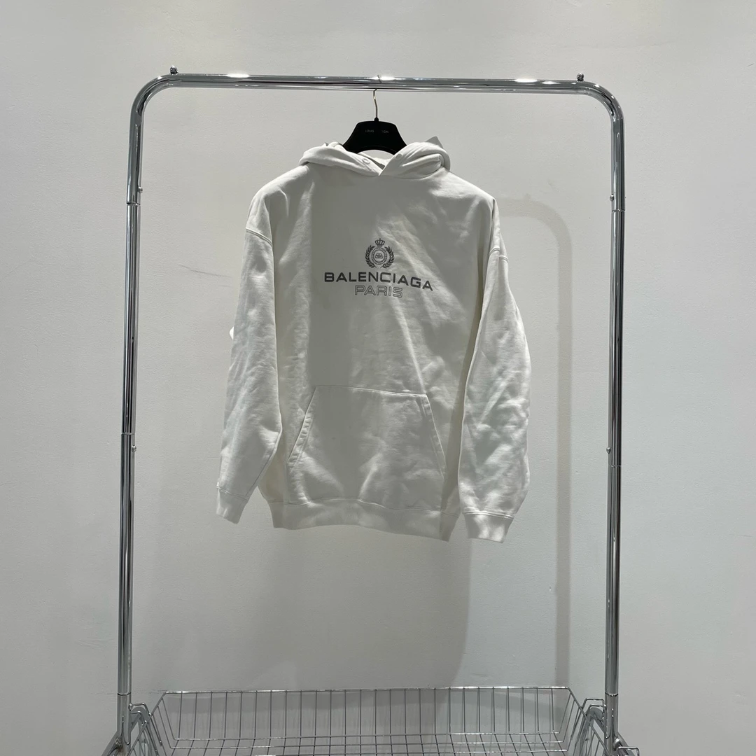 95新 Balenciaga/巴黎世家 皇冠白色印花帽衫 yy00456 尺码m