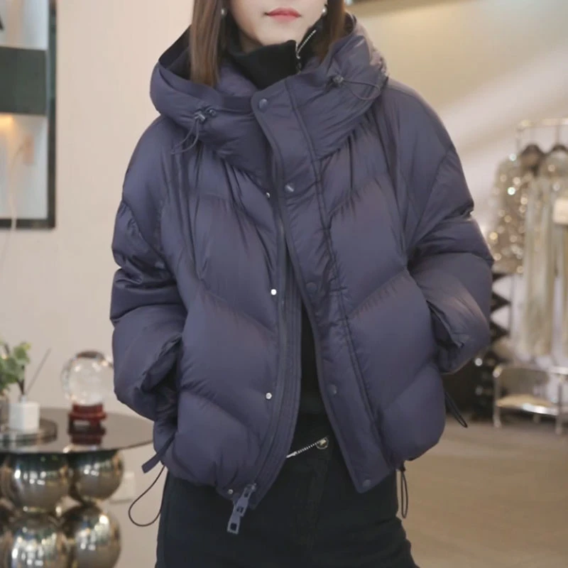 【简绒法则】2025秋冬新款时尚休闲连帽面包服外套女韩版宽松棉服女