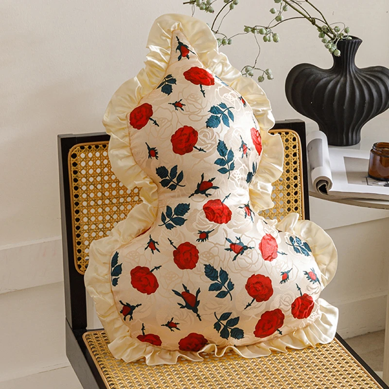 花漾玫瑰花边葫芦民族风坐垫办公室学生宿舍久坐椅子靠垫屁垫