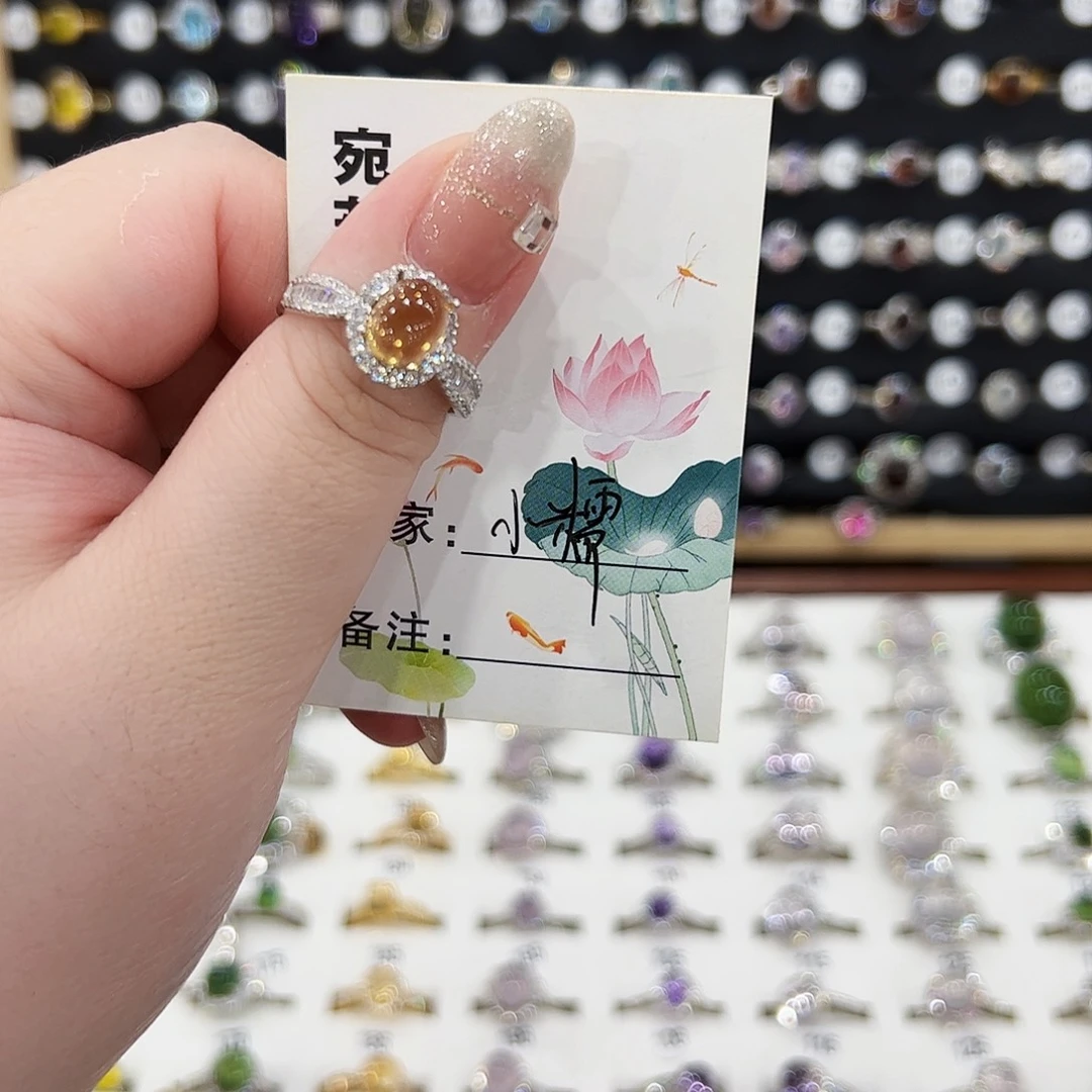 小***糯水晶戒指银S925镶嵌戒指