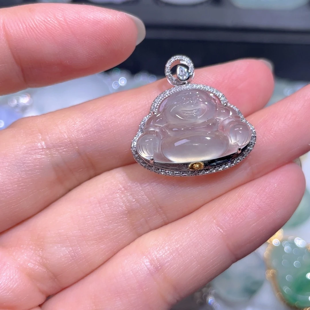 颈饰18K金镶嵌翡翠翡翠